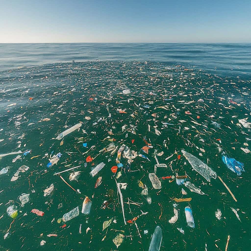 marine debris floating in the ocean
