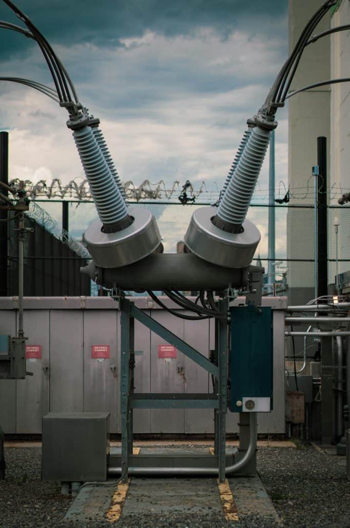 close up of a utility substation.